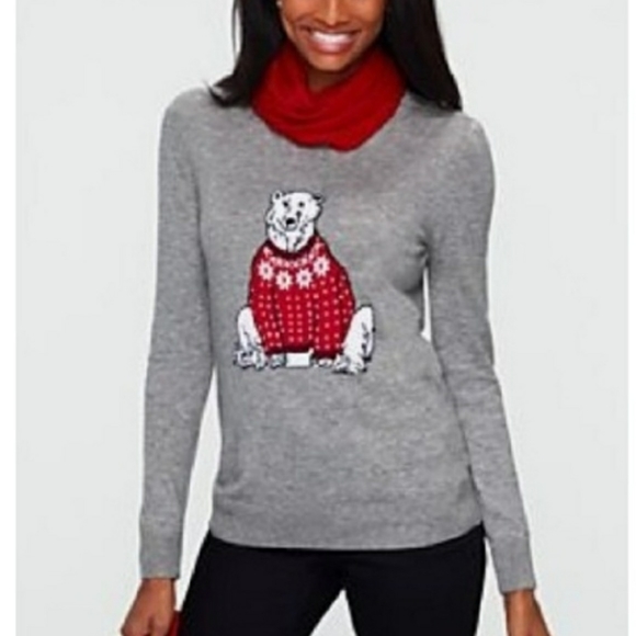 Talbots Lambswool Sweater Polar Bear - Picture 1 of 4